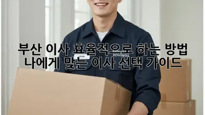 부산 이사 효율적으로 하는 방법! 나에게 맞는 이사 선택 가이드